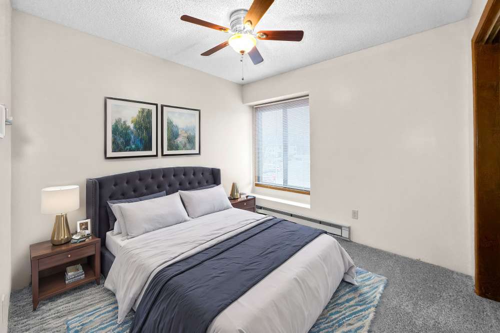 Cozy bedroom at Westwood Apartments in West Des Moines,Iowa