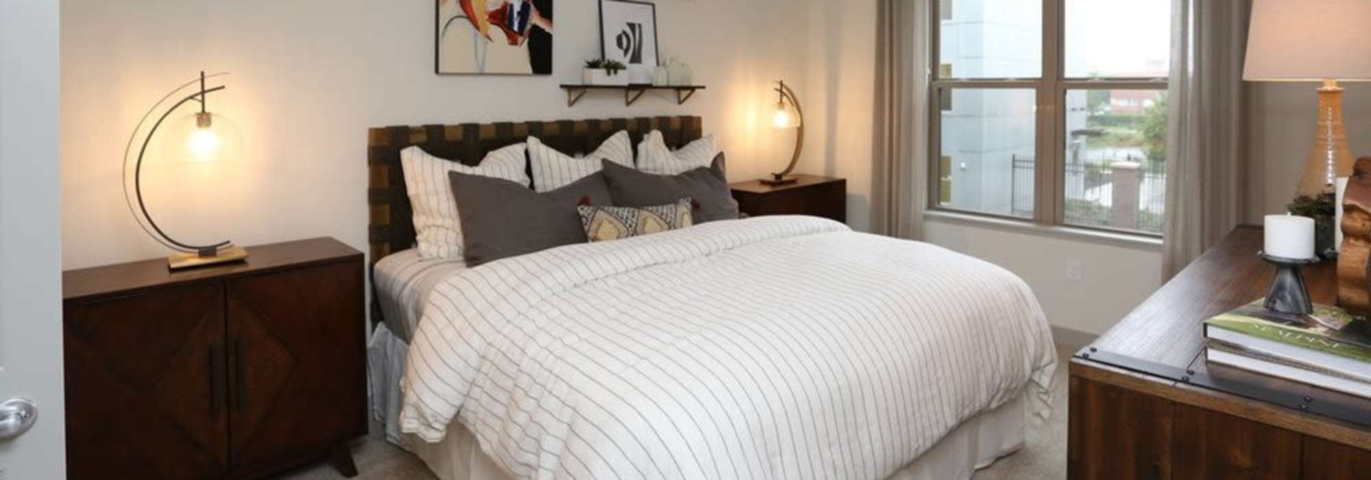 Bedroom with windows at The Marling in Madison, Wisconsin