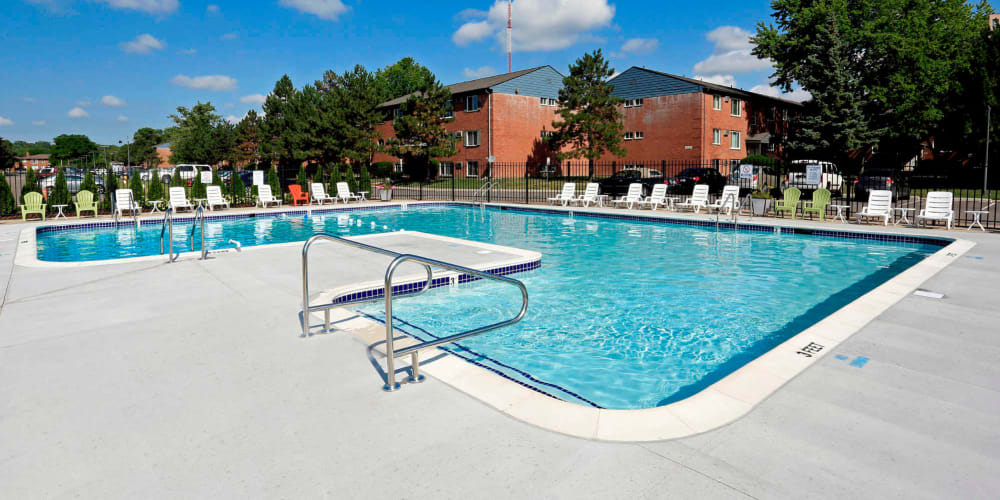 Beautiful pool at The Loop on Greenfield in Oak Park, Michigan