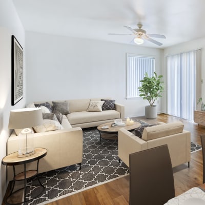 A furnished living room at Midway Manor in Virginia Beach, Virginia