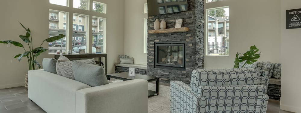 Interior Clubhouse Fireplace Lounge View of Haven Hills in Vancouver, Washington