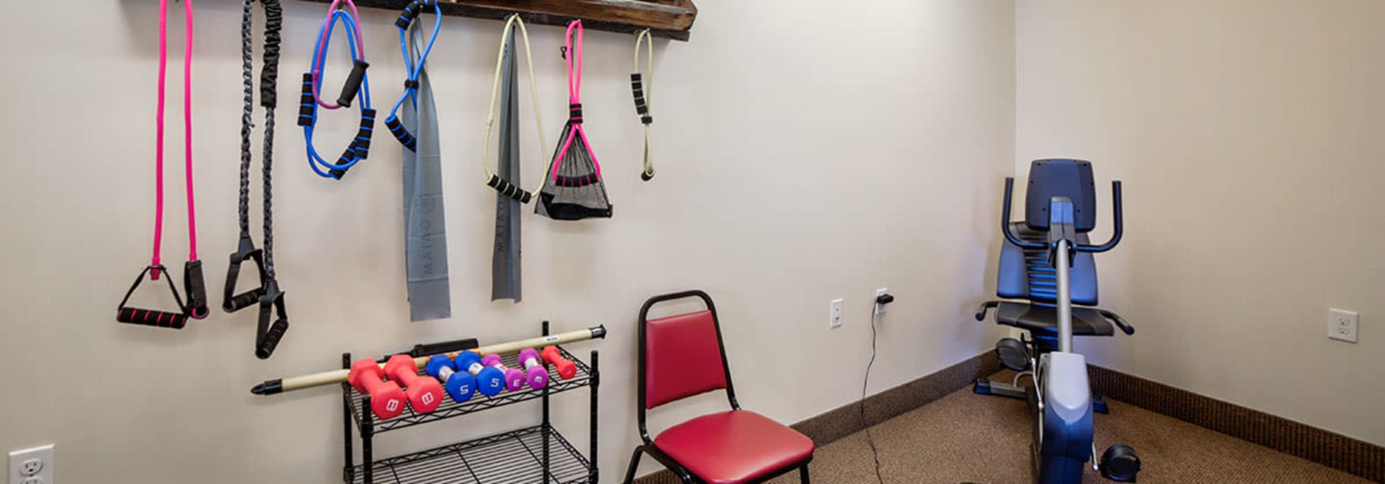 Exercise equipment at Cumberland Meadows in Cumberland, Maryland