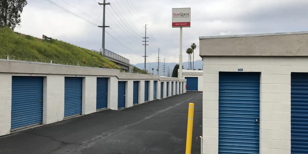 Outdoor storage units at StorQuest Self Storage in Loma Linda, California