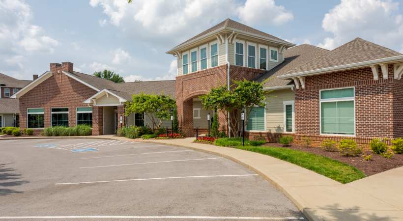 Clubhouse entrance at The Banks at West Fork in Murfreesboro, Tennessee