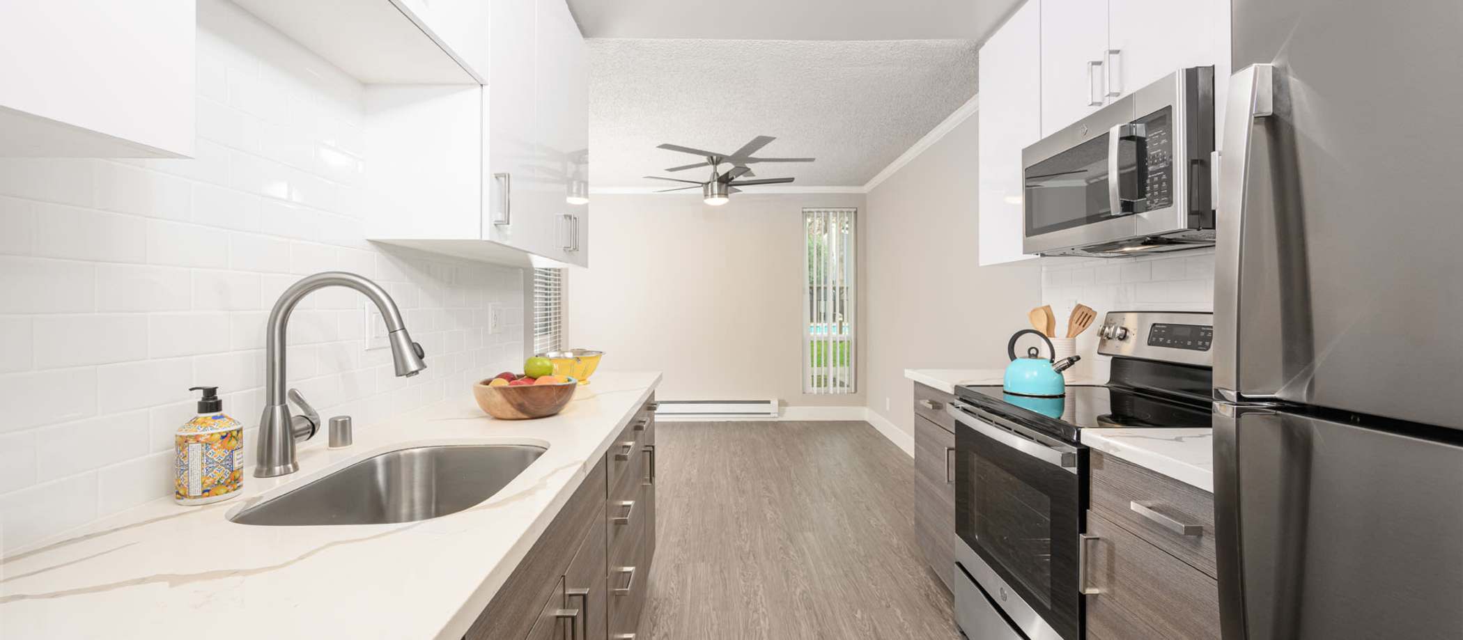Kitchen with fridge at Brookside Park in Mountain View, California
