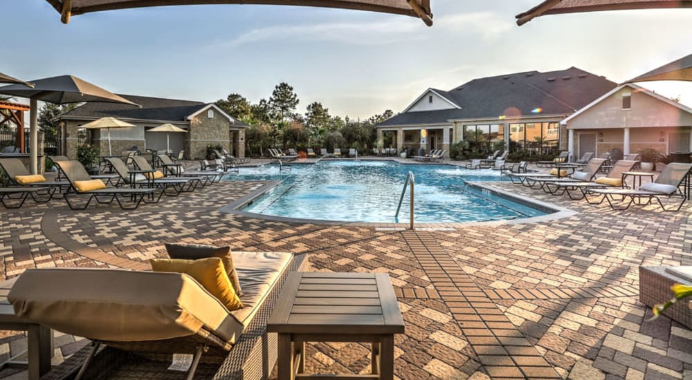 Resort style inground pool at Waterstone at Cinco Ranch in Katy, Texas