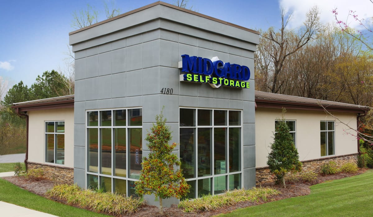 Exterior view at Midgard Self Storage in Lake Wylie, South Carolina