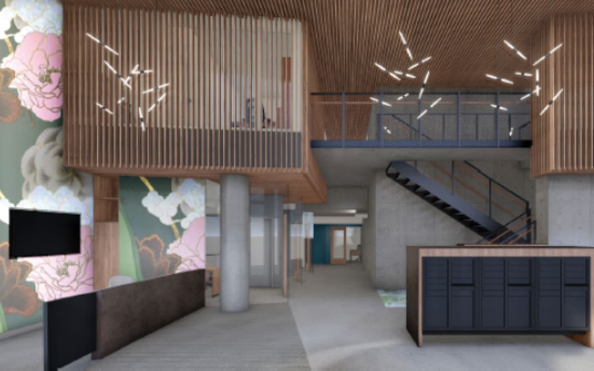 Rendering of lobby at Lark Landing in San Francisco, California