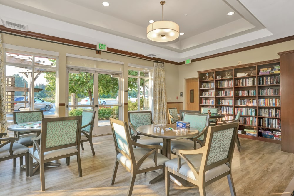 Library area at The Creekside in Woodinville, Washington