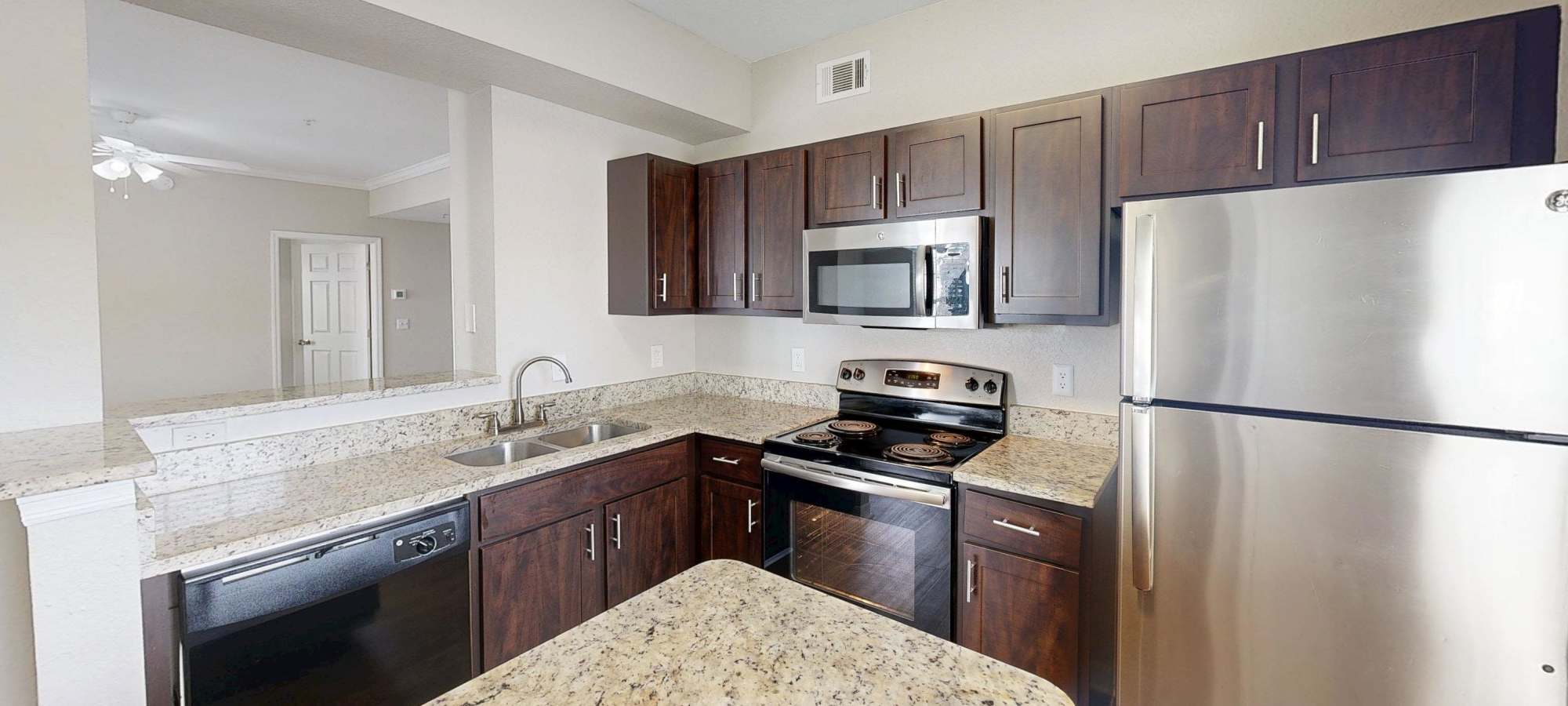Kitchen area at Harbortown in Orlando, Florida