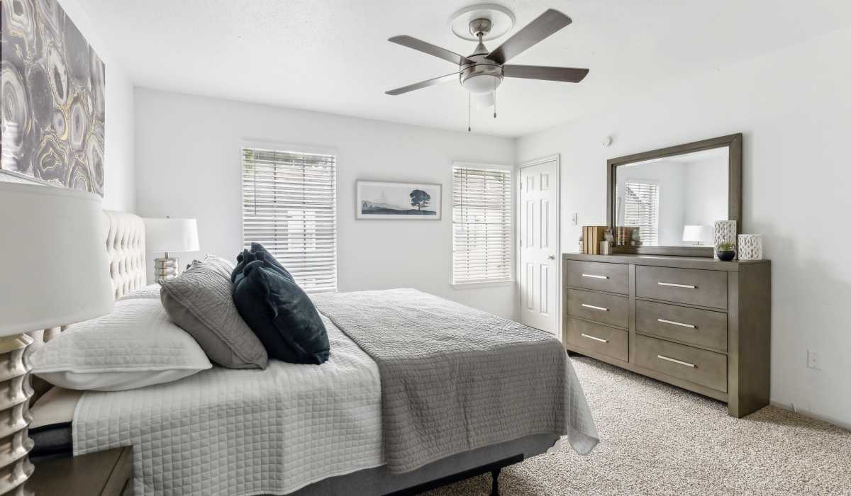 Bright and comfortable bedrooms at Vintage at 18th Street in Houston, Texas