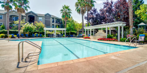 The pool at Hawthorn Village Apartments in Napa, California