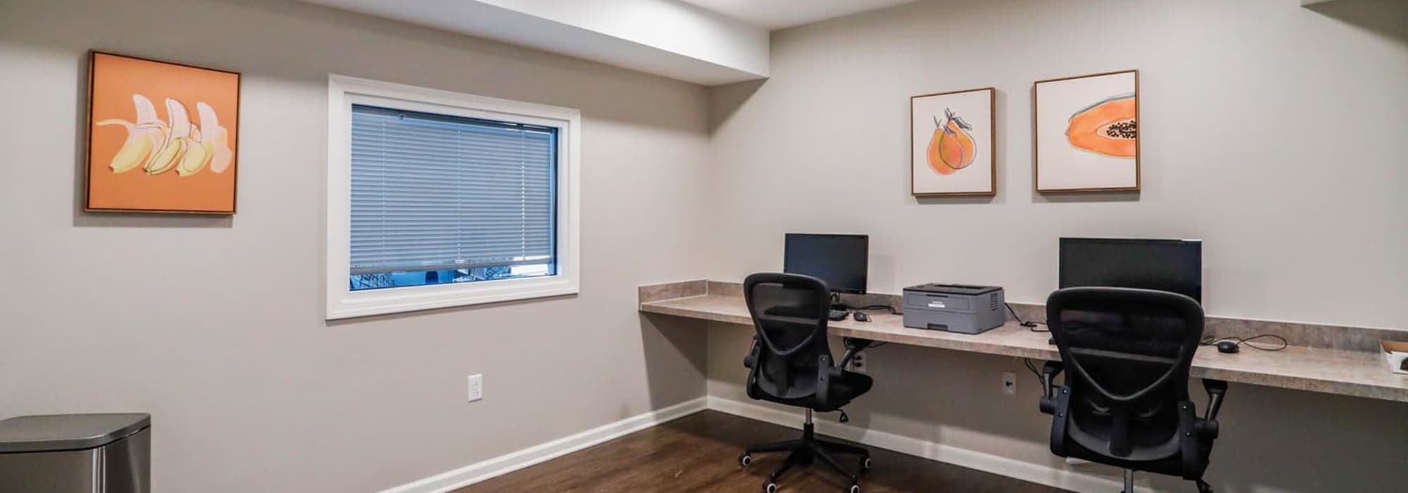 Computer workstations in media room at Allegany Junction in Cumberland, Maryland