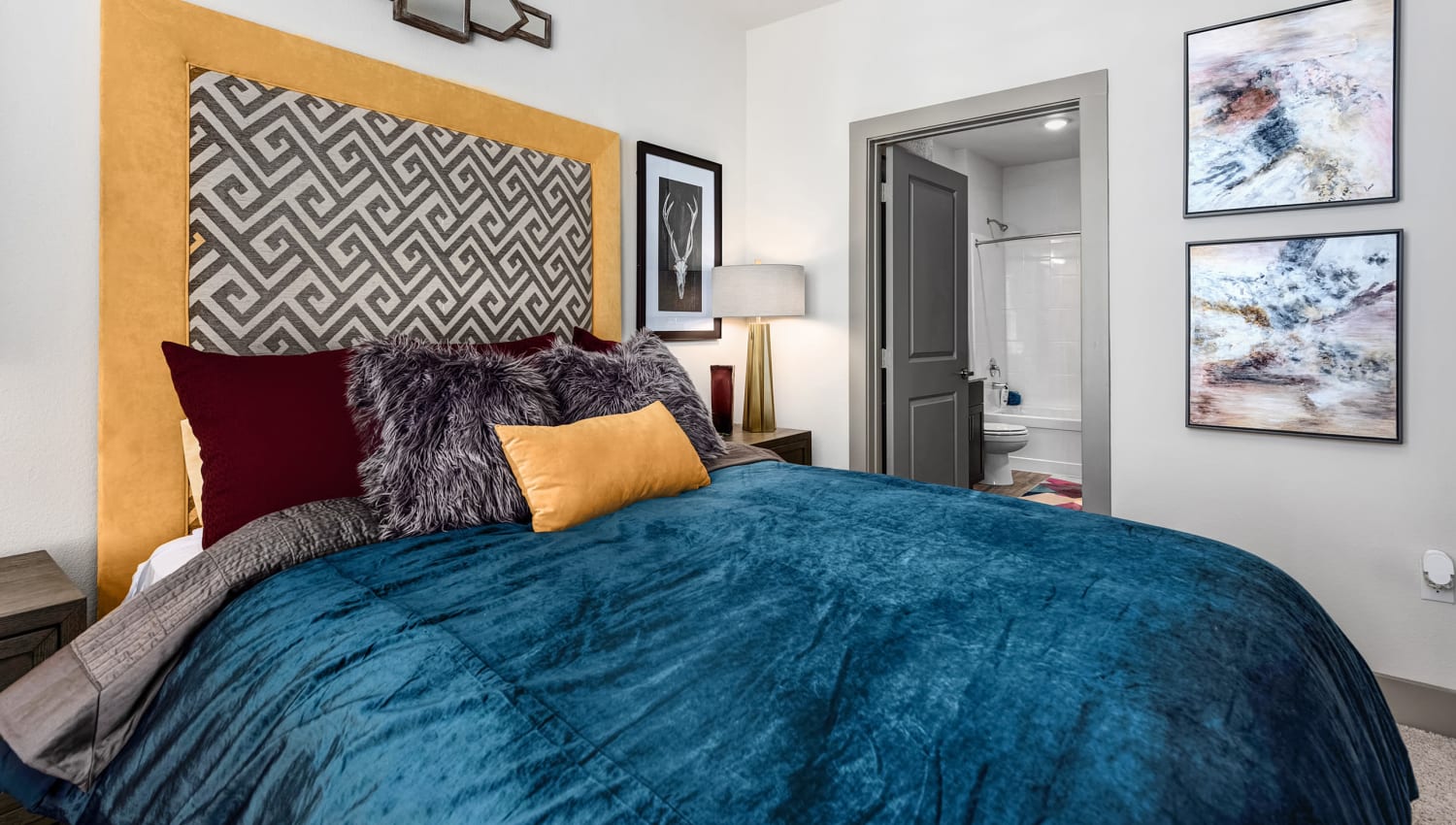 Model bedroom at Rocket Pointe in Durango, Colorado