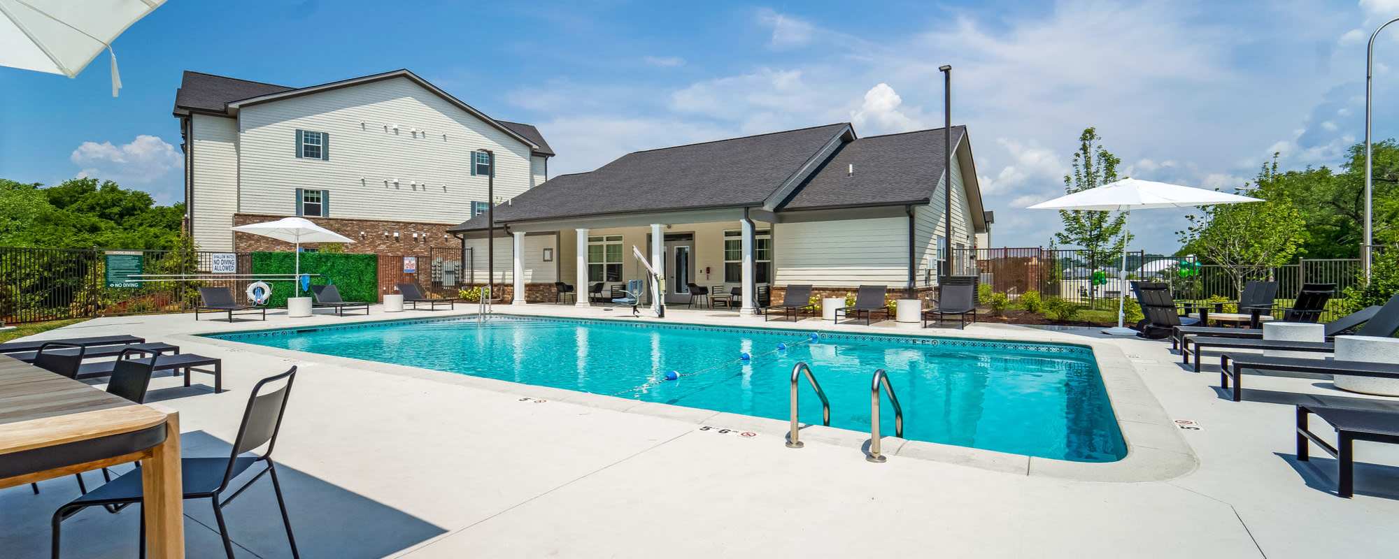 Swimming pool with community view at The Warrick in Nashville, Tennessee