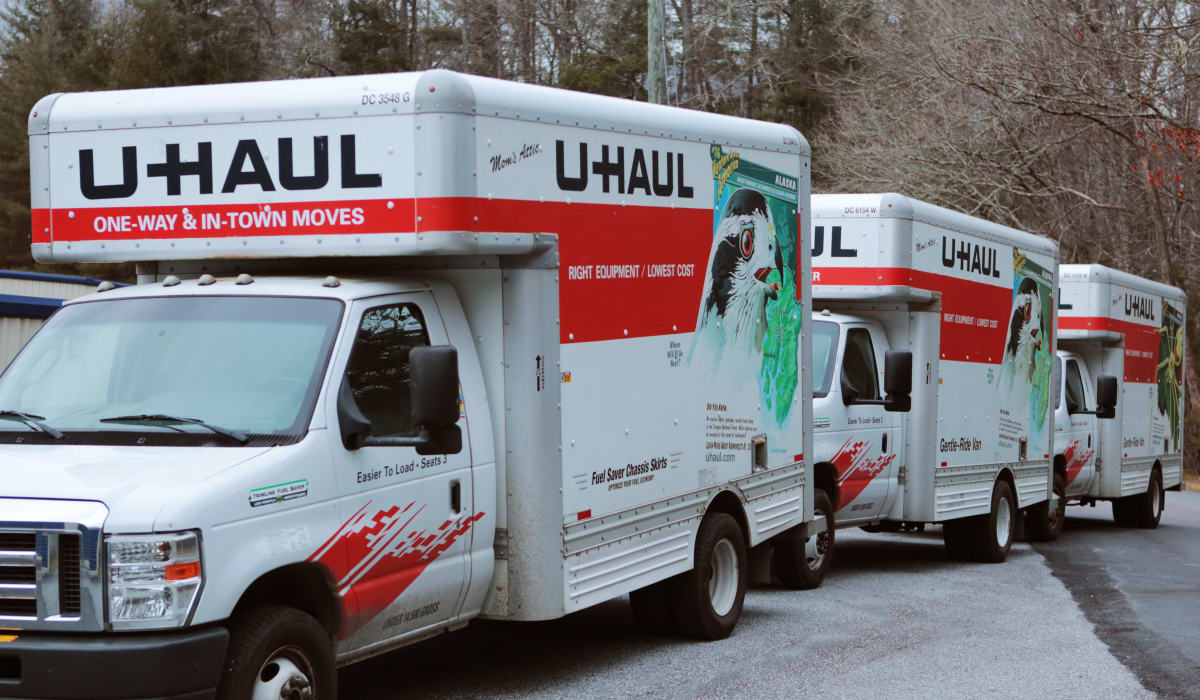 Rental trucks at Midgard Self Storage in Cashiers, North Carolina