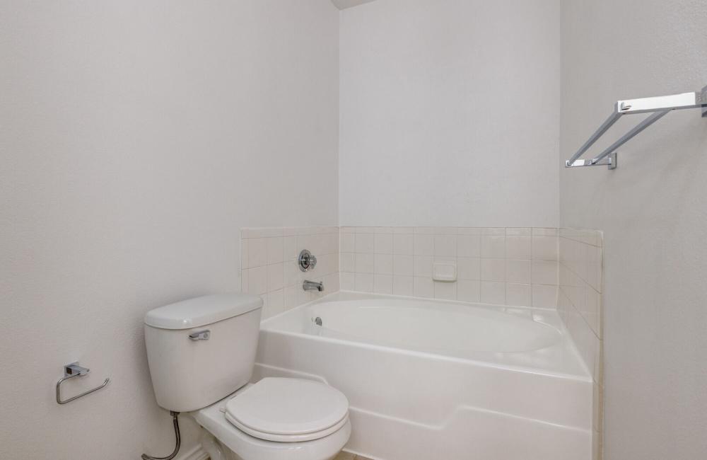 Well-lit bathroom at Spicewood Crossing in Carrollton, Texas