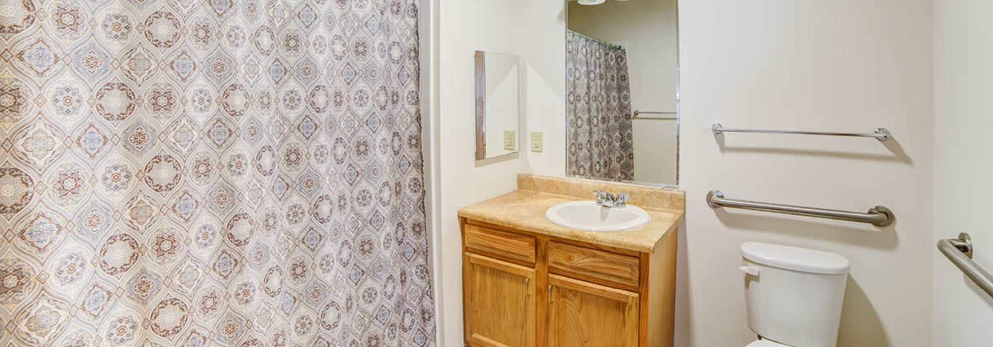 Bathroom with walk-in shower at Braddocks Greene in Frostburg, Maryland