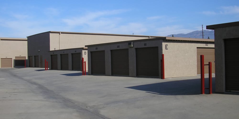 Outdoor storage units with drive-up access at StorQuest Self Storage in San Fernando, California