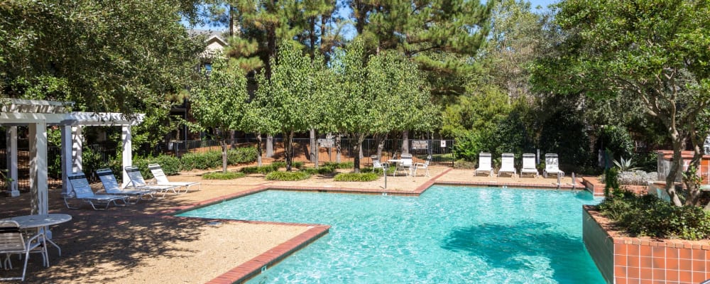 View of the community swimming pool at Regency Gates in Mobile, Alabama