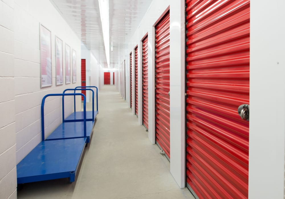 Wide driveways between units at Apple Self Storage - Leaside in Toronto, Ontario