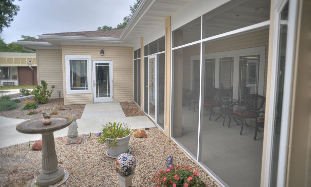 Outdoor sunroom and patio at The Residences on Forest Lane in Montello, Wisconsin