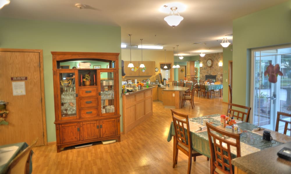 Dining room with hardwood flooring at The Residences on Forest Lane in Montello, Wisconsin