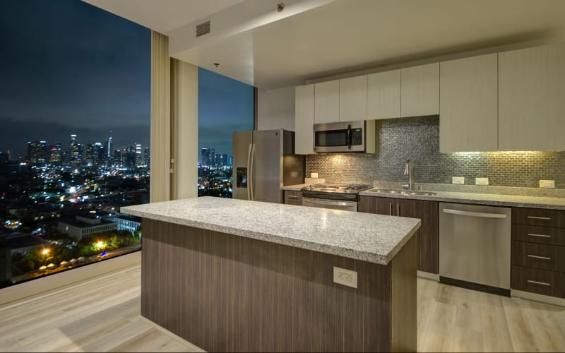 Beautiful countertop and kitchen at The Vermont in Los Angeles, California