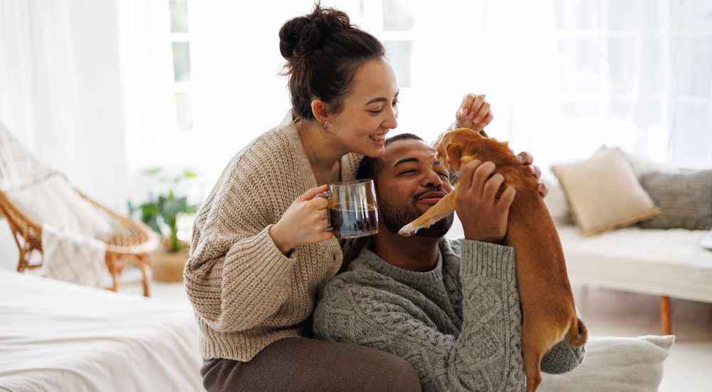 Resident yoga in a fitness center at East National Flats in Milwaukee, Wisconsin