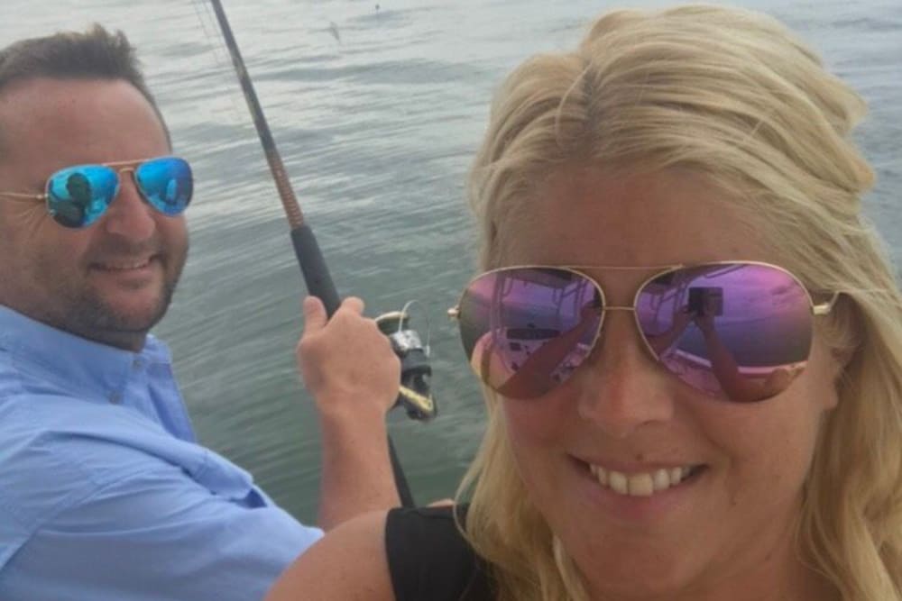 Cindy and her husband fishing near Inspired Living.
