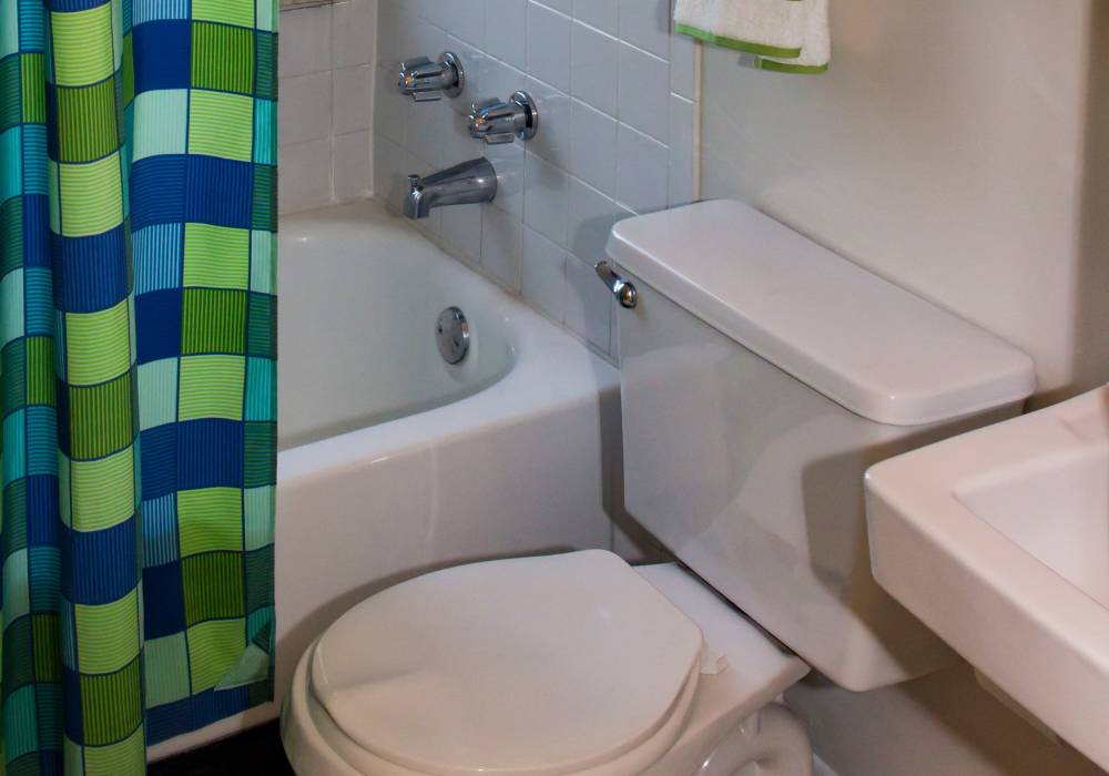 Bathroom at Pin Oak Manor Apartments in Mishawaka, Indiana
