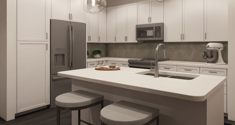 Fully equipped kitchen at Alexan Tempe in Tempe, Arizona
