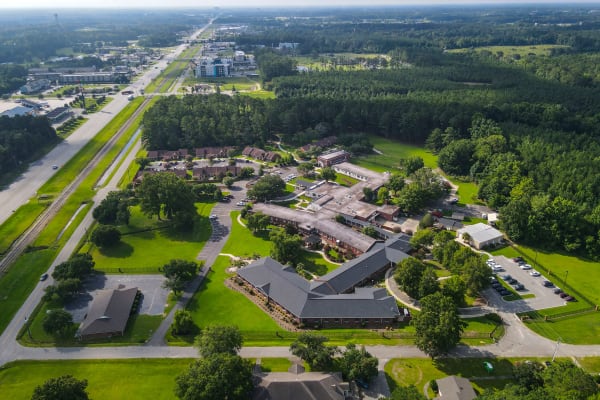 Aerial view of The Florence Presbyterian Community and the surrounding Florence, South Carolina