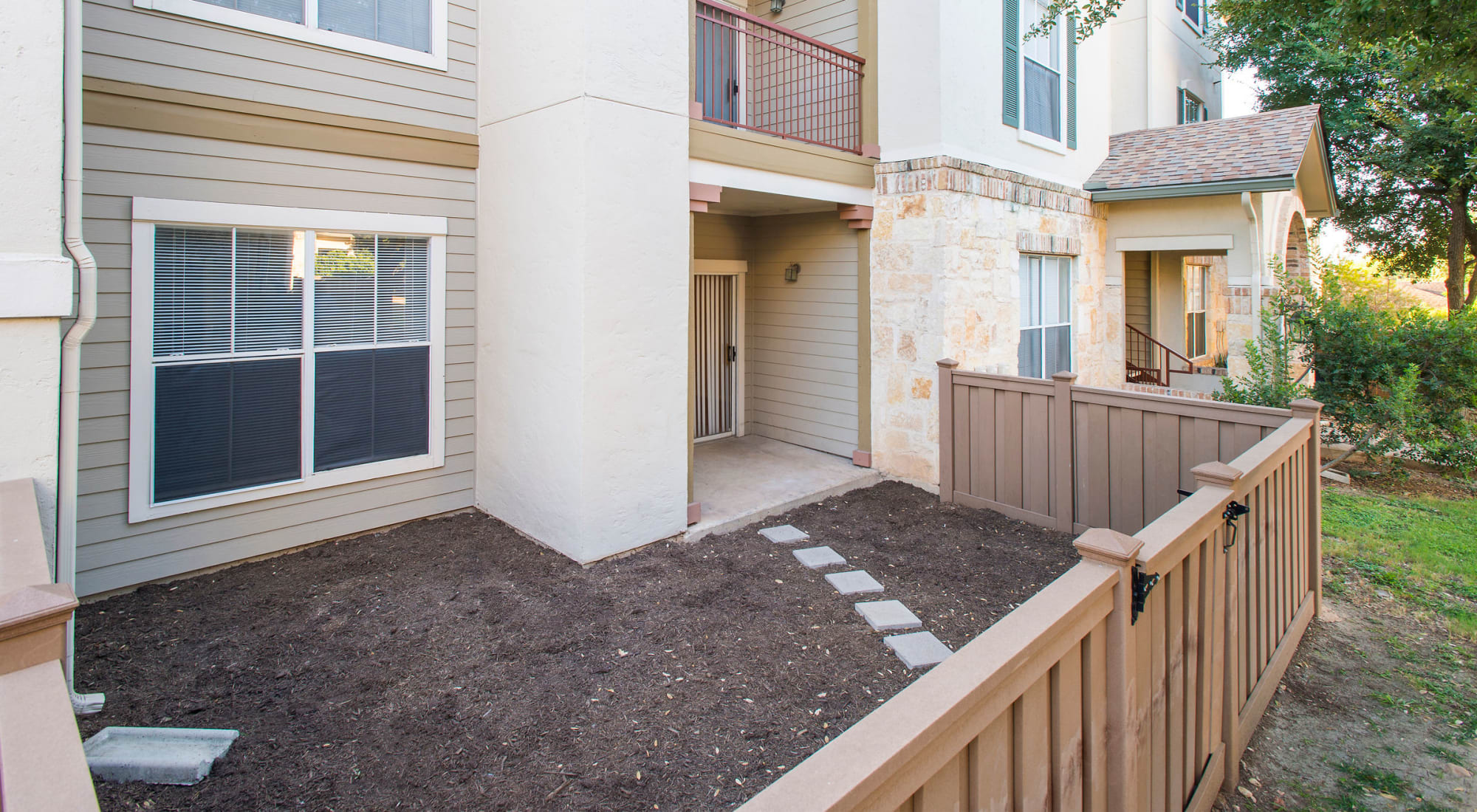 Private patio at Sedona Ranch Apartments in San Antonio, Texas