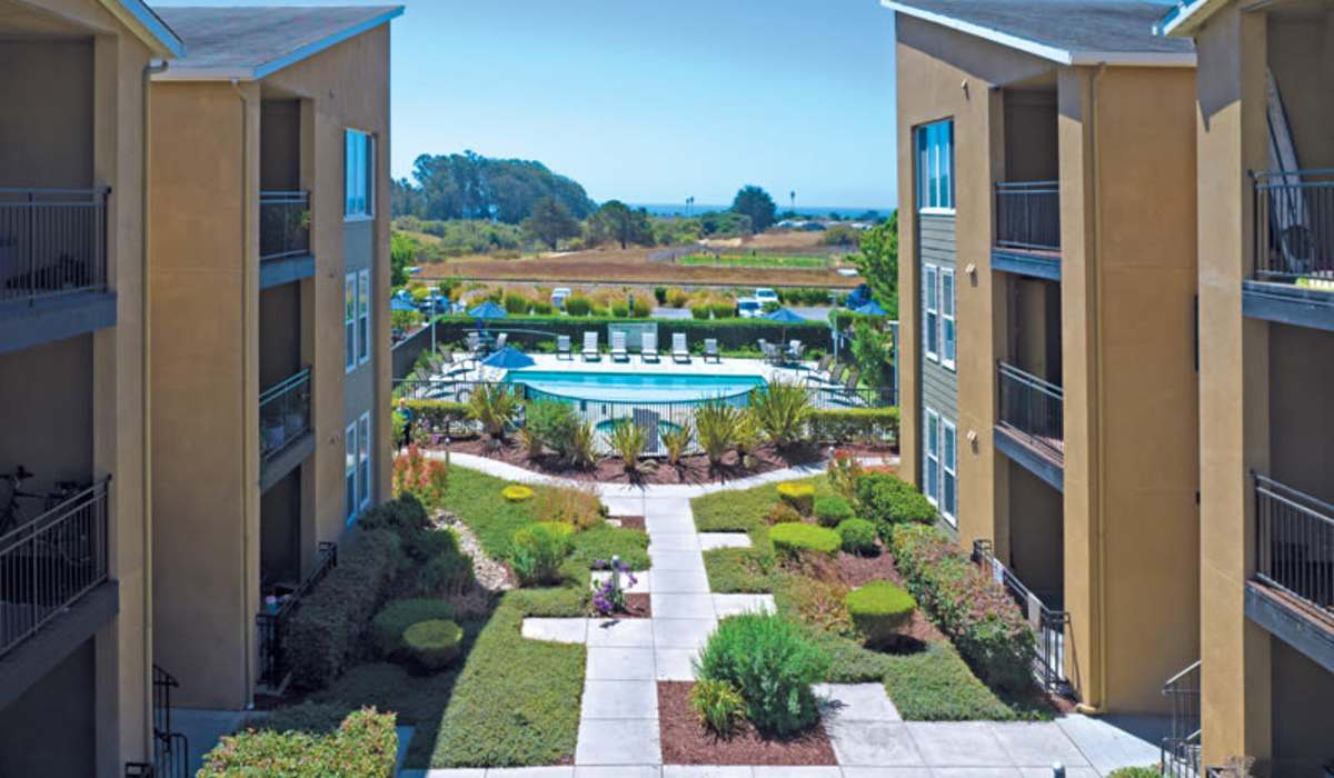 Beautiful pool view at Pacific Shores, Santa Cruz, California