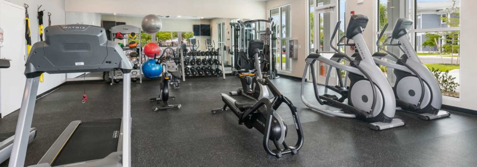 Fitness center at The Bergamot Apartments On 780 in Sarasota, Florida
