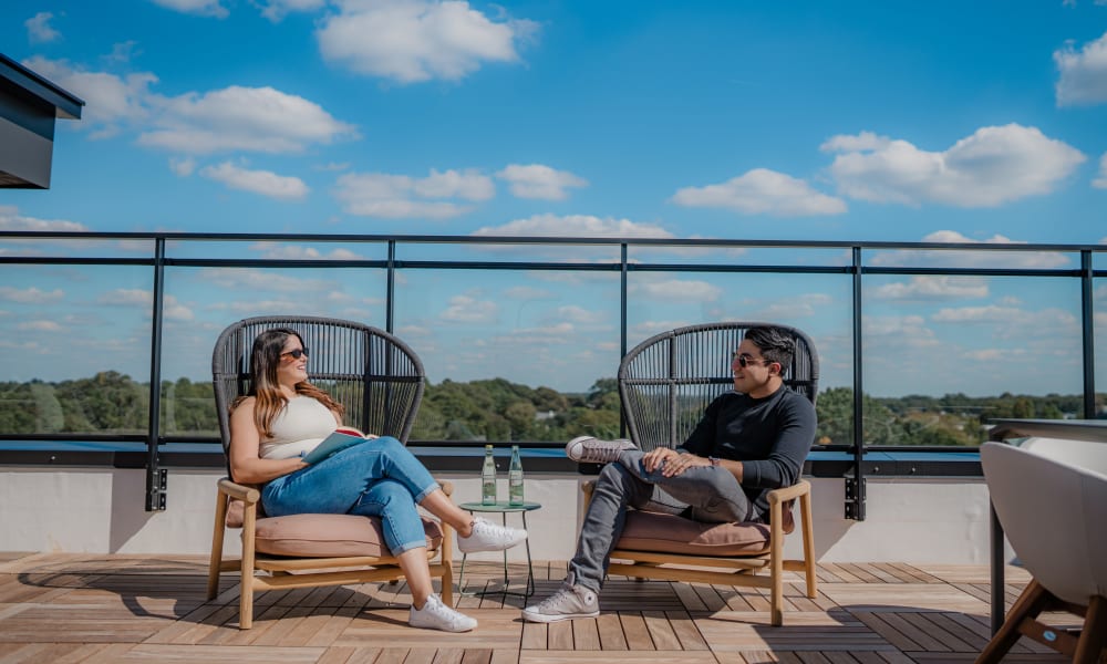 Couple in the beautiful morning balcony at Citizen in Atlanta, Georgia