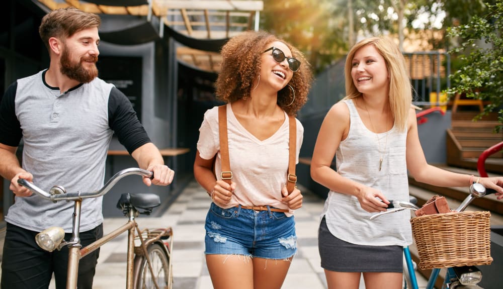 Residents walking to university together near UNCOMMON Fort Collins in Fort Collins, Colorado