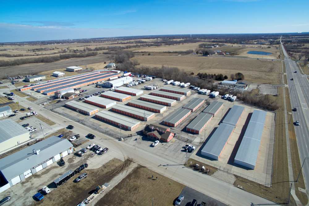 Aerial view at American Self Storage in Raymore Missouri