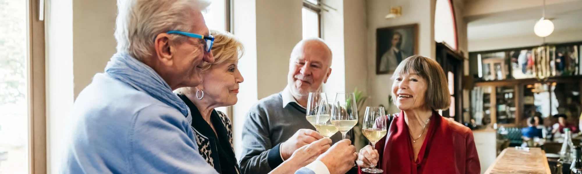 Residents having fun and drinking wine at The Barclay at Little River in Little River, South Carolina