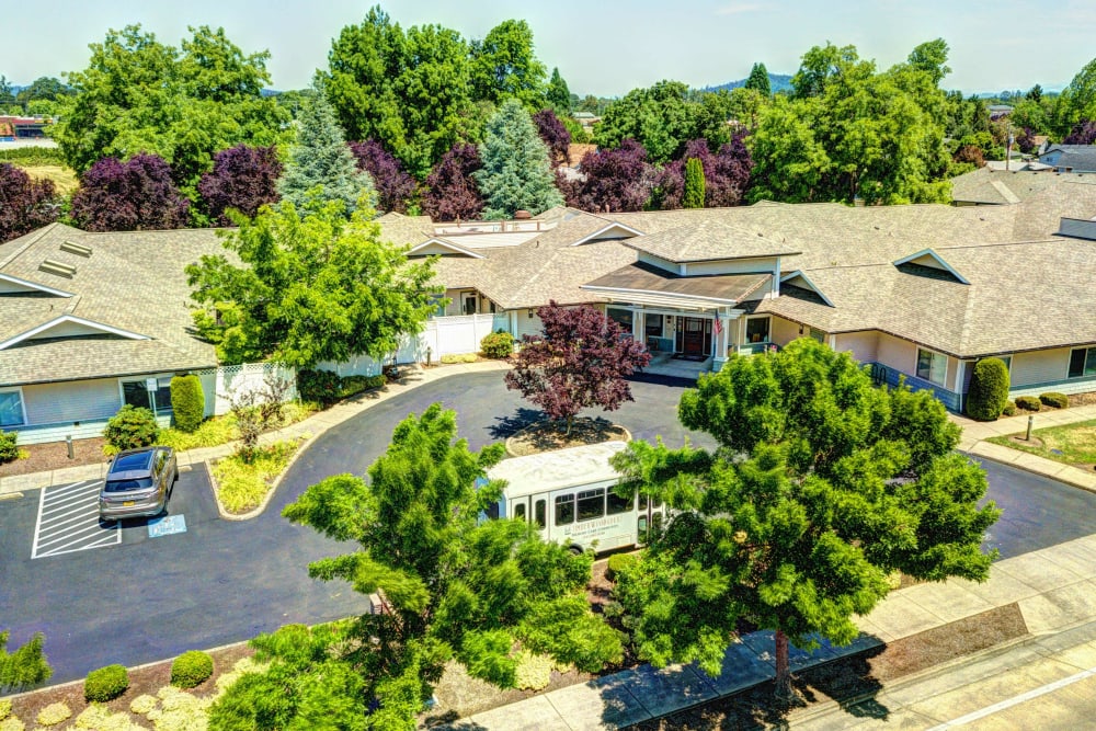 Aerial view of Timberwood Court Memory Care in Albany, Oregon