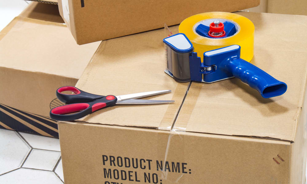 Box taped and ready to be stored at Wilson Road Storage in Columbus, Ohio