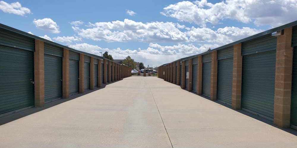 Outdoor storage units at StorQuest Self Storage in Parker, Colorado
