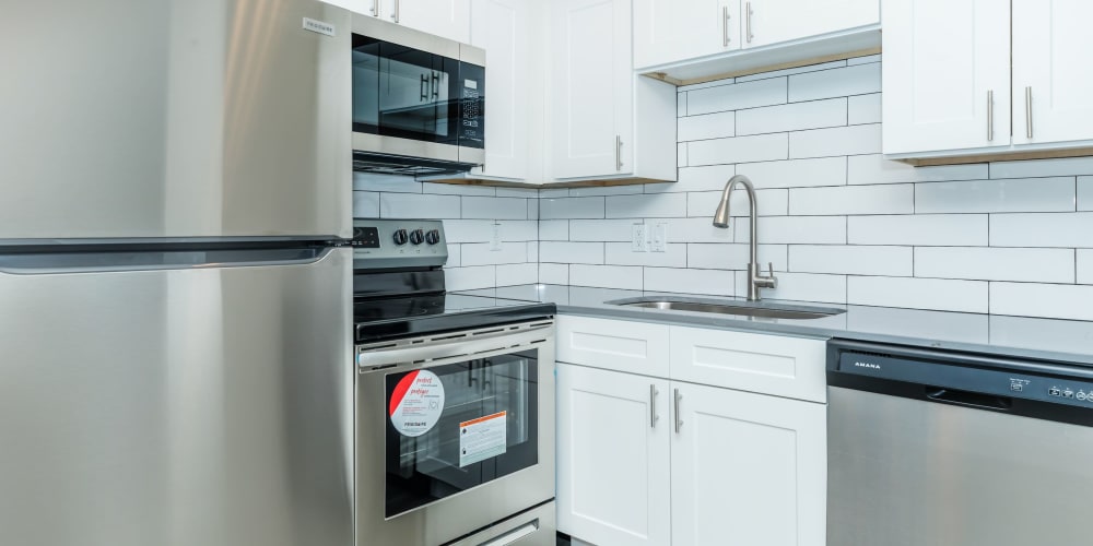 Kitchen with brand new stainless-steel appliances at Tides on Palm in Las Vegas, Nevada