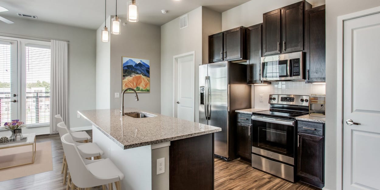 Modern kitchen at Luxia River East, Fort Worth, Texas
