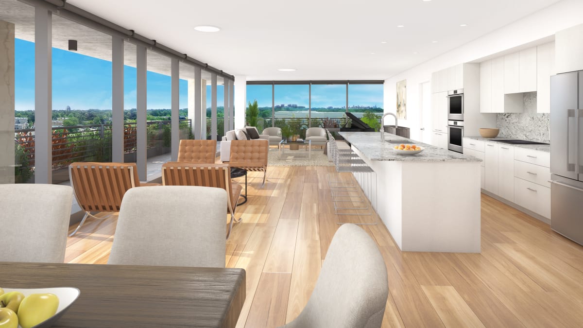 Lounge area at Optima Verdana™ in Wilmette, Illinois