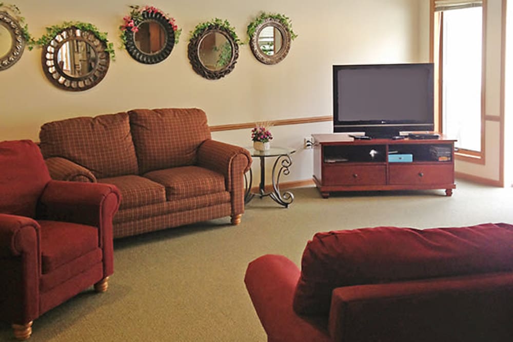 Residents can enjoy TV together in common room at Arbor View in Burlington, Wisconsin.