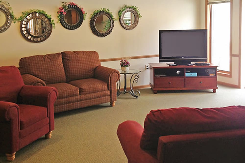 Resident TV room at Arbor View in Burlington, Wisconsin.