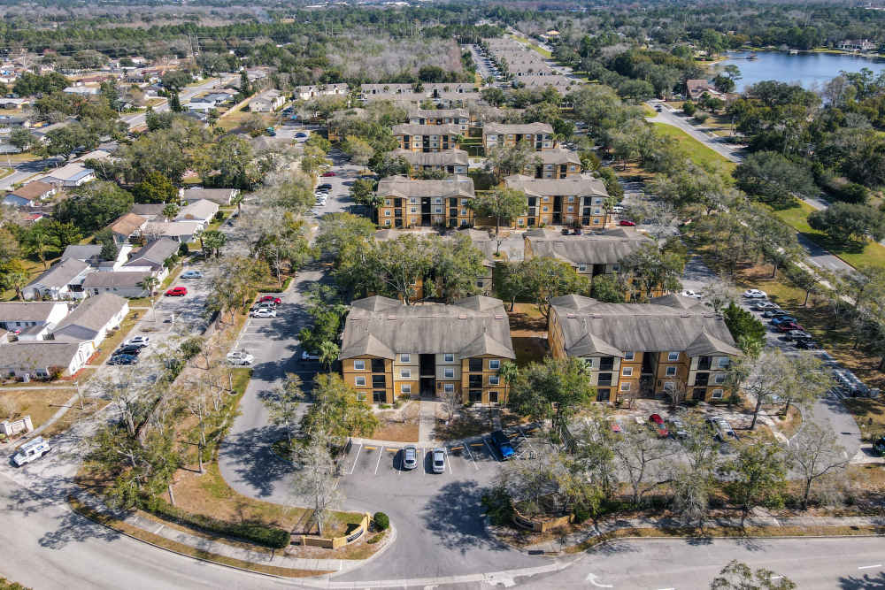 Aerial view of community at Huntington Reserve in Sanford, Florida