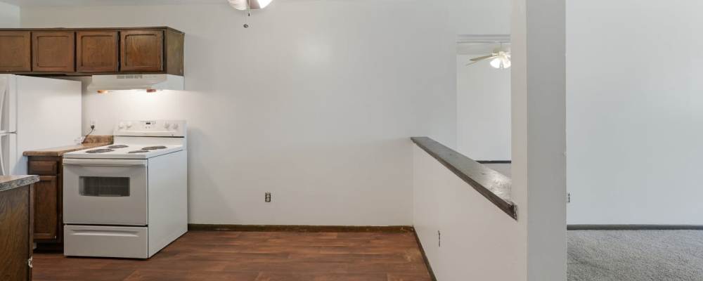 Upscale, modern kitchen at Larpenteur Villa in Saint Paul, Minnesota